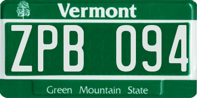 VT license plate ZPB094