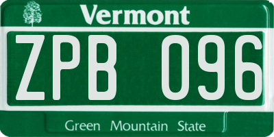 VT license plate ZPB096