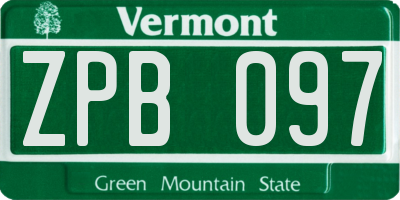 VT license plate ZPB097