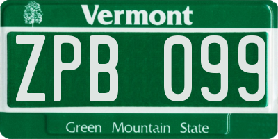 VT license plate ZPB099