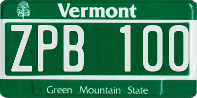 VT license plate ZPB100