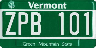 VT license plate ZPB101