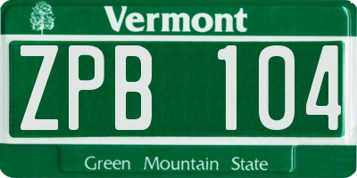 VT license plate ZPB104