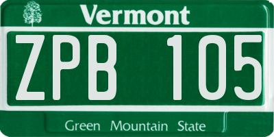 VT license plate ZPB105