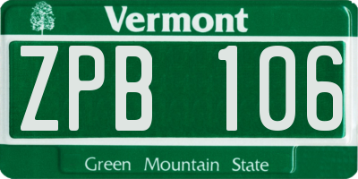 VT license plate ZPB106