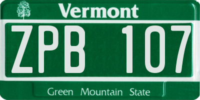 VT license plate ZPB107