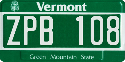 VT license plate ZPB108