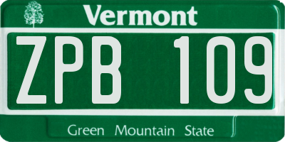 VT license plate ZPB109