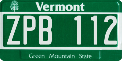 VT license plate ZPB112