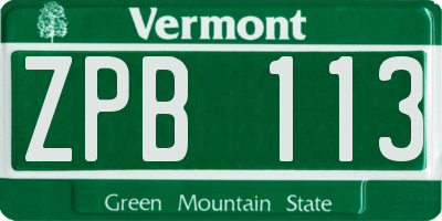 VT license plate ZPB113