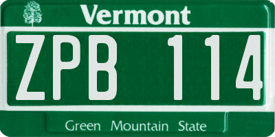 VT license plate ZPB114