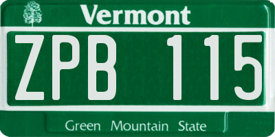 VT license plate ZPB115