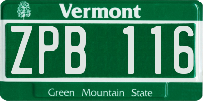 VT license plate ZPB116