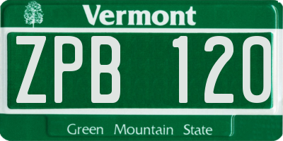 VT license plate ZPB120