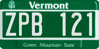 VT license plate ZPB121