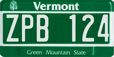 VT license plate ZPB124
