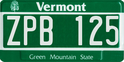 VT license plate ZPB125