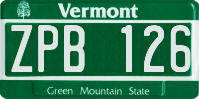 VT license plate ZPB126