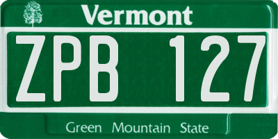 VT license plate ZPB127
