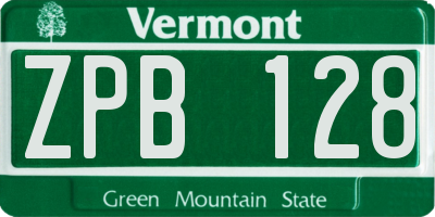 VT license plate ZPB128