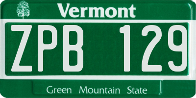 VT license plate ZPB129