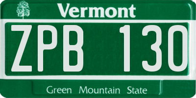 VT license plate ZPB130