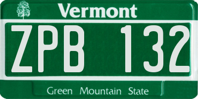 VT license plate ZPB132
