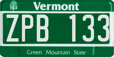 VT license plate ZPB133