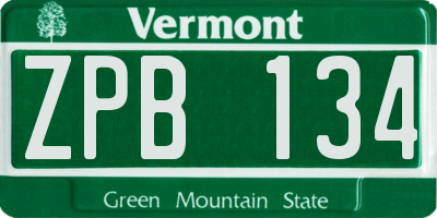 VT license plate ZPB134