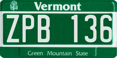 VT license plate ZPB136