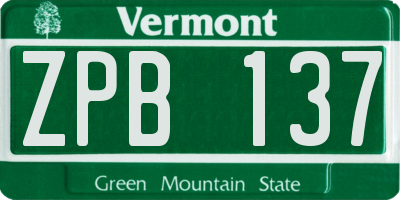 VT license plate ZPB137