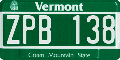 VT license plate ZPB138