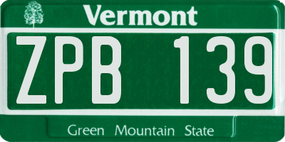 VT license plate ZPB139