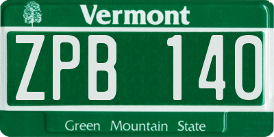 VT license plate ZPB140