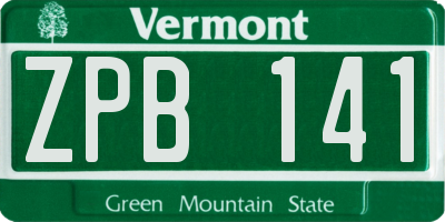VT license plate ZPB141