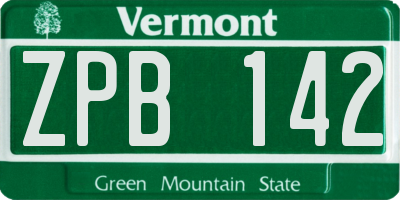 VT license plate ZPB142