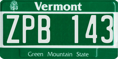 VT license plate ZPB143