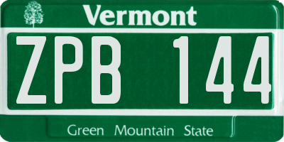 VT license plate ZPB144