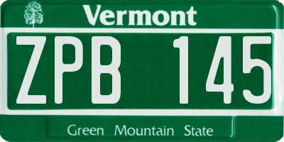VT license plate ZPB145