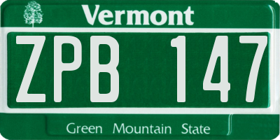 VT license plate ZPB147