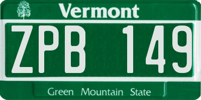 VT license plate ZPB149