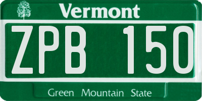 VT license plate ZPB150