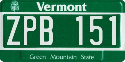 VT license plate ZPB151