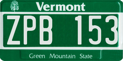 VT license plate ZPB153