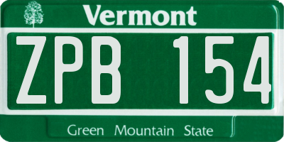 VT license plate ZPB154