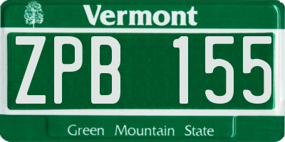 VT license plate ZPB155
