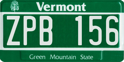 VT license plate ZPB156
