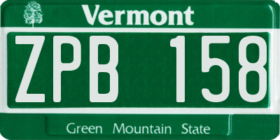 VT license plate ZPB158