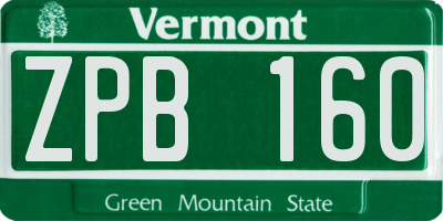 VT license plate ZPB160