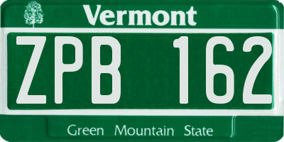 VT license plate ZPB162